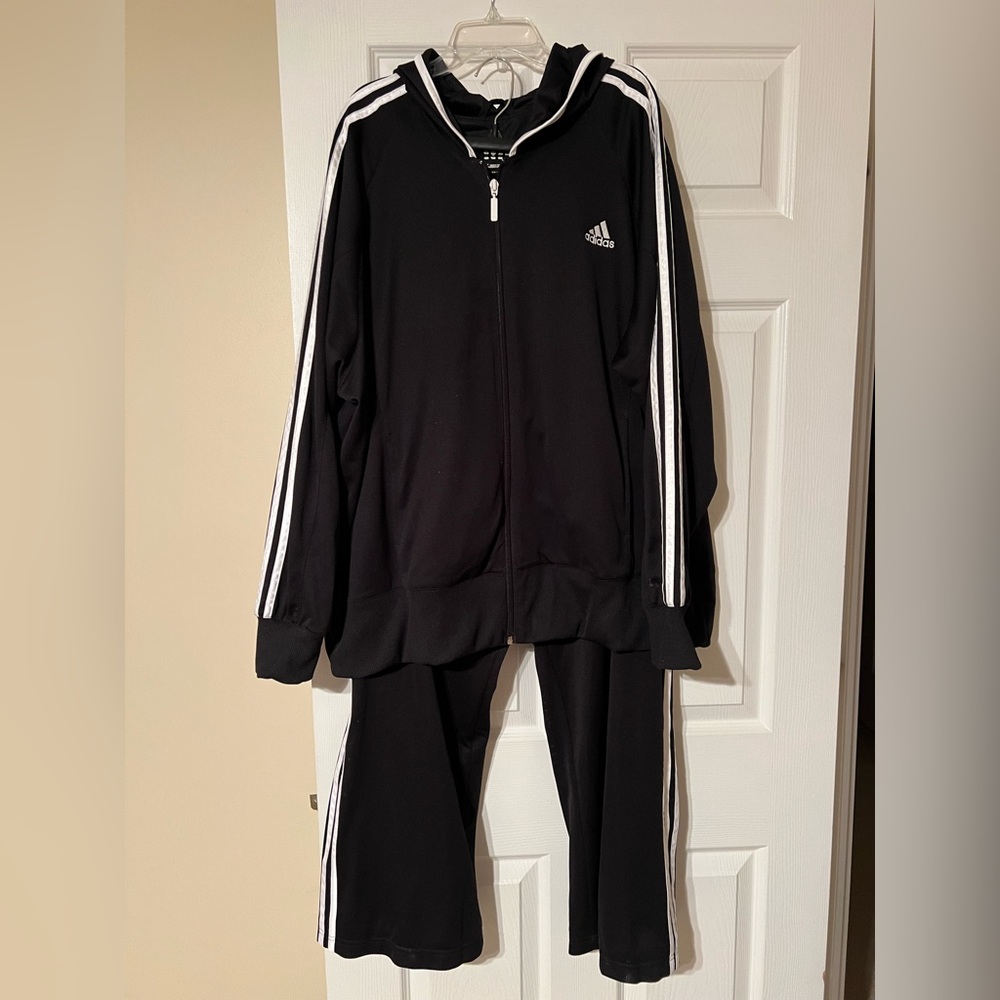 Adidas Black and White Zip-Up Tracksuit